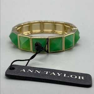 Ann Taylor Stretchy Bracelet Green and Gold